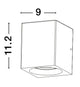 Emile LED Außenwandleuchte Cube Grau IP65 - technische Zeichnung mit Maßen 9cm x 11.2cm.