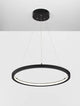 Empatia LED Pendelleuchte Ø 60cm 3000K in modernem Design mit schwarzem Rahmen und hellem Licht.