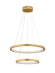 Empatia LED Pendelleuchte 2-flammig Ø 60cm 3000K in elegantem Design mit gold-farbenen Ringen.