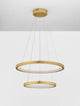 Empatia LED Pendelleuchte 2-flammig Ø 60cm 3000K mit modernem Design und doppelt-rundem Gold-Gestell.