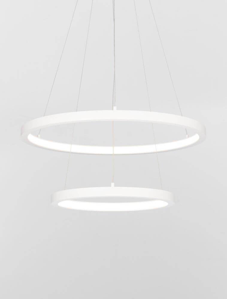 Empatia LED Pendelleuchte 2-flammig Ø 60cm 3000K in modernem Design mit doppeltem Leuchtkreis.