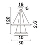Empatia LED Pendelleuchte 2-flammig Ø 60cm 3000K Maßzeichnung mit Dimensionen