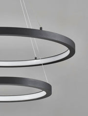 Empatia LED Pendelleuchte 2-flammig Ø 60cm 3000K in Schwarz mit modernem Ringdesign und warmweißem Licht