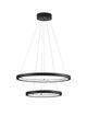 Empatia LED Pendelleuchte 2-flammig Ø 60cm 3000K in modernem Design mit schwarzen Ringen.