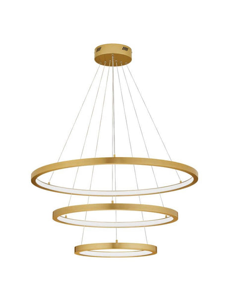 Empatia LED Pendelleuchte 3-flammig Ø 80cm 3000K Messing mit drei Leuchtringen und luxuriösem Design