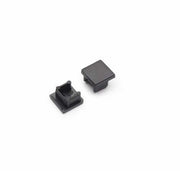 Zwei schwarze Endkappen für Aufbauprofil micro Typ A, 2er Set, Kunststoff, Draufsicht