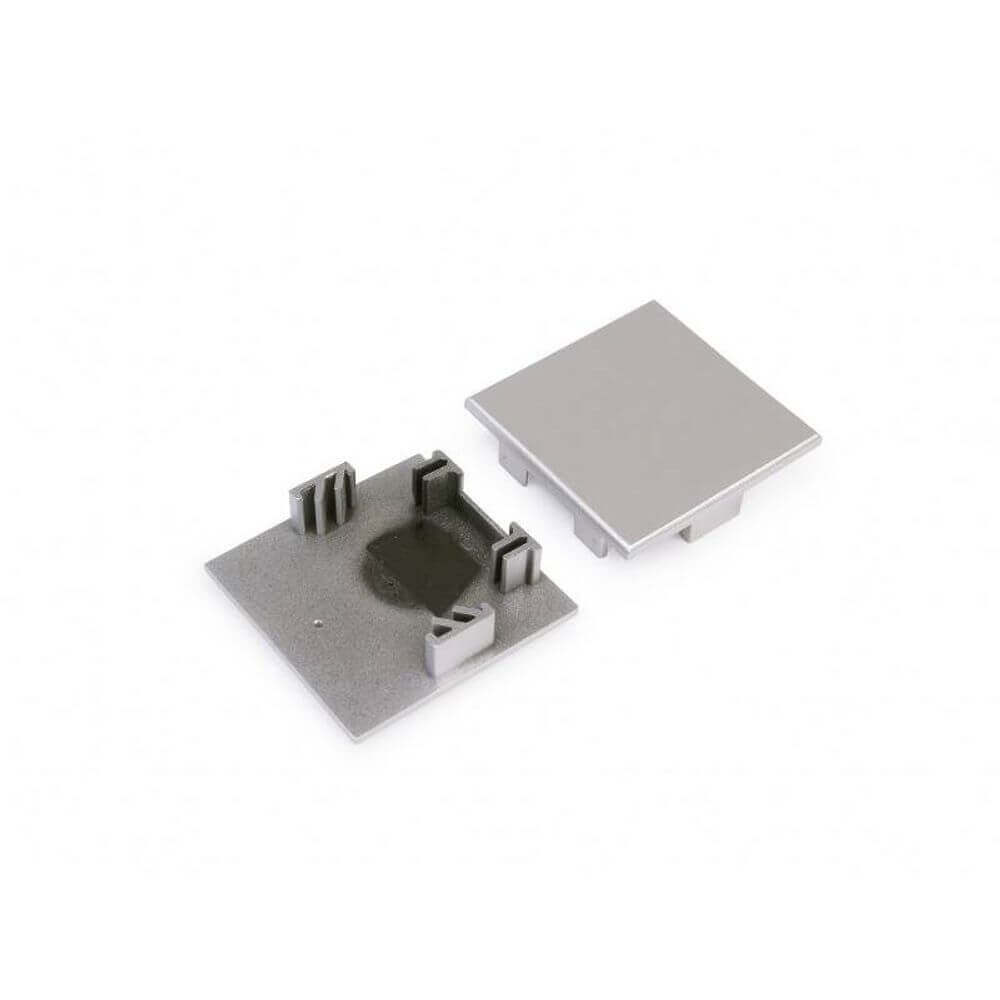 Endkappen 2er Set für Aufbauprofil tief Typ F Silber, ideal für LED Aufbauprofile.