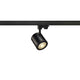 Enola C 9 LED Spot 55° inkl. 3P.-Adapter 9W 3000K Schwarz montiert an Hochvolt-Schienen-System.