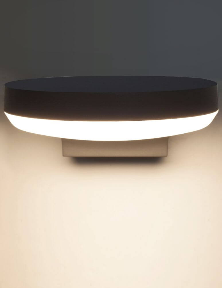 Enzi LED Außenwandleuchte 3000K Dunkelgrau IP54 - moderne Fassadenleuchte mit warmweißem Licht.