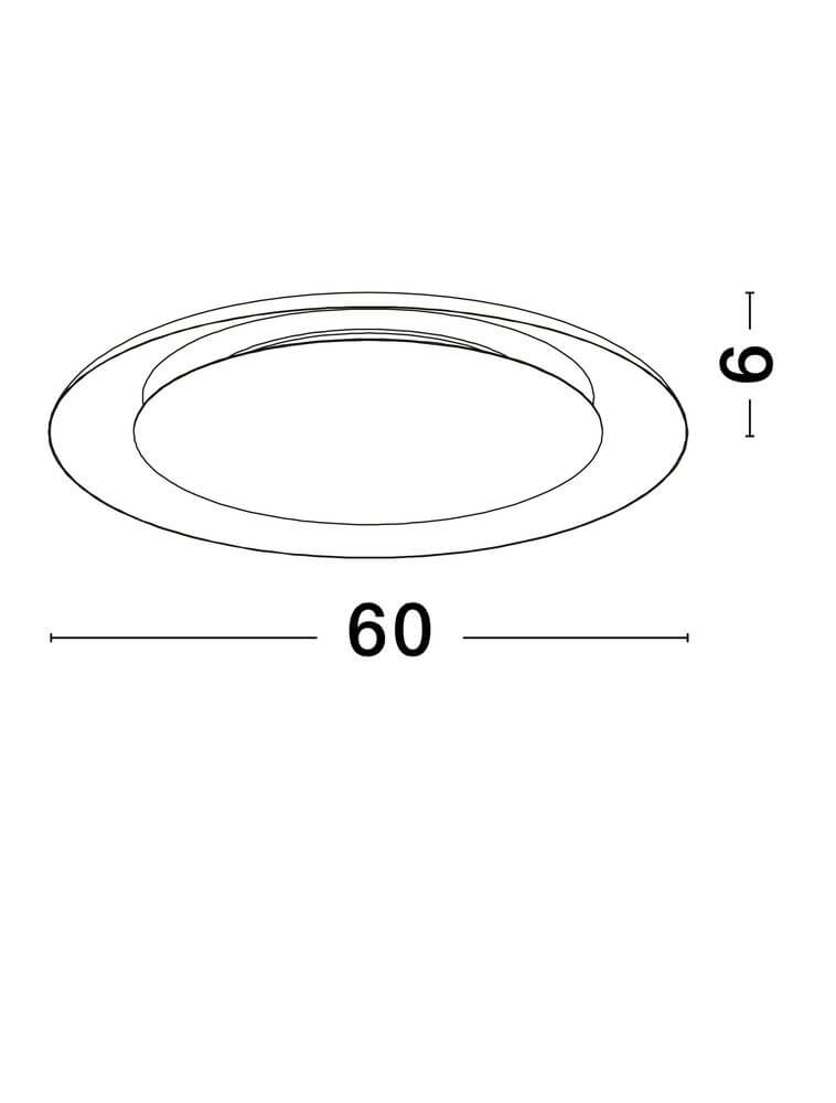 Epos Deckenleuchte Ø 60cm 2700, 4000K – flache schwarze/goldene LED-Deckenleuchte Ø60cm, Höhe 6cm, Aluminium und Acryl, Wohnzimmer/Esszimmer/Flur