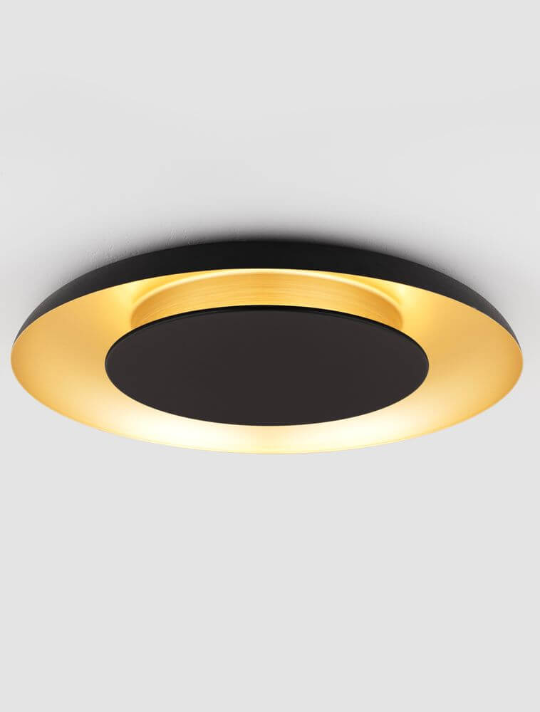 Epos Deckenleuchte Ø 60cm 2700, 4000K – schwarze und goldene LED-Deckeneinbauleuchte, Aluminium mit Acryllichtstreuer