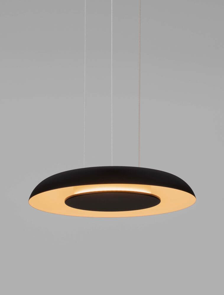 Epos Pendelleuchte Ø 40cm 2700, 4000K in Schwarz / Gold, dimmbar über TRIAC.