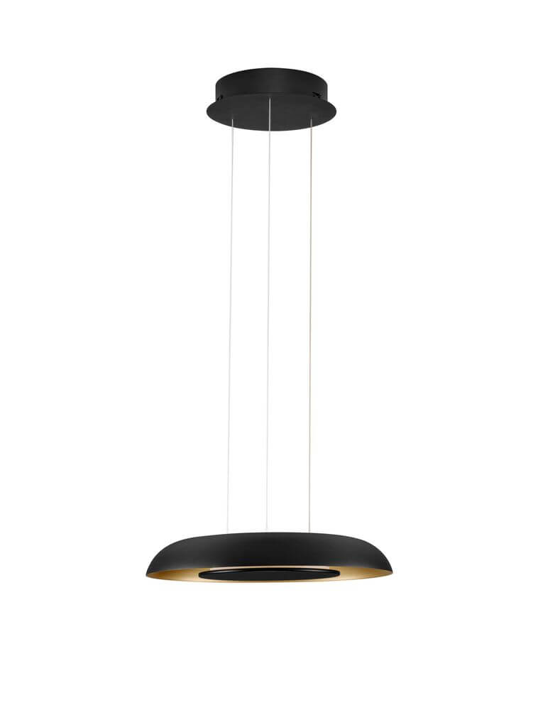 Epos Pendelleuchte Ø 40cm 2700, 4000K in Schwarz mit Goldakzenten, dimmbar über TRIAC.