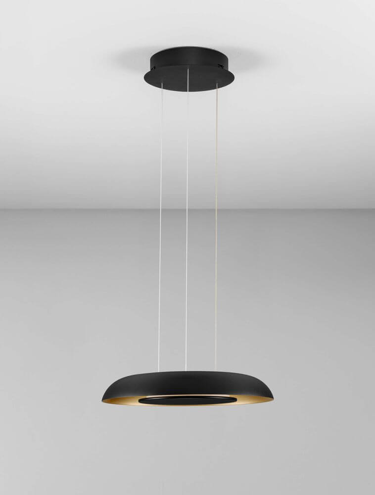 Epos Pendelleuchte Ø 40cm 2700, 4000K in Schwarz/Gold mit TRIAC-Dimmung und DIP-Switch-Funktion