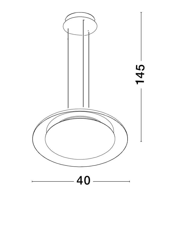 Epos Pendelleuchte Ø 40cm 2700, 4000K: technische Zeichnung mit Abmessungen 40cm und 145cm.