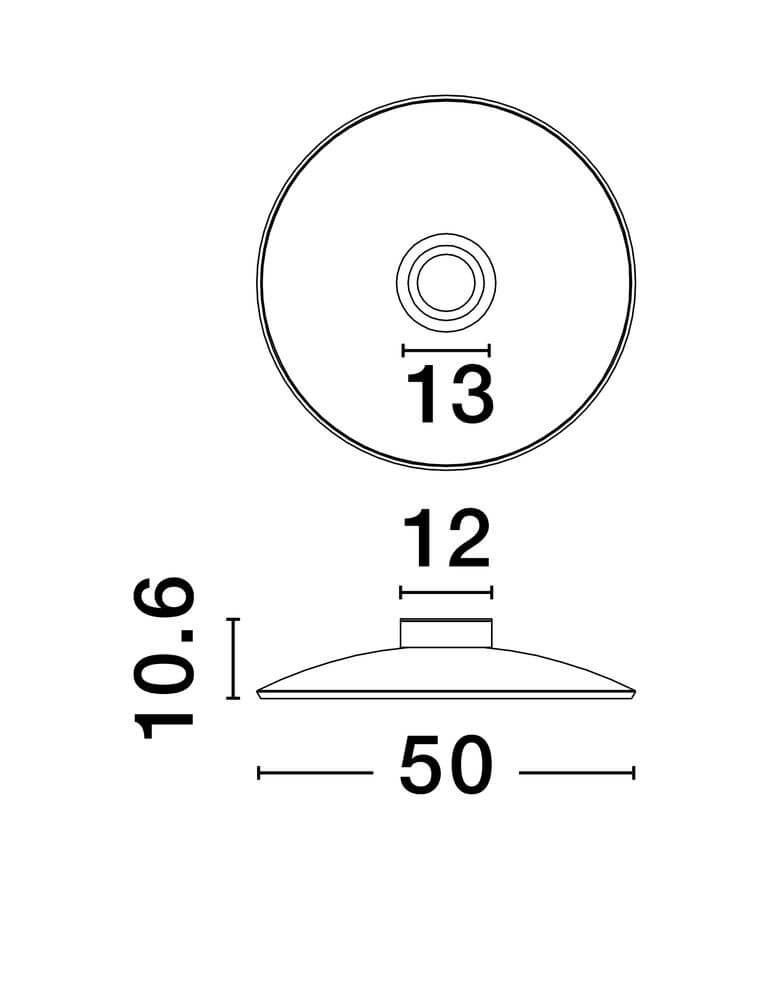 Technische Zeichnung der Esti LED Deckenleuchte Ø 50cm 3000K mit Abmessungen.