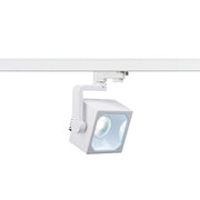 Euro Cube LED Spot 60° avec adaptateur 3P. inclus, 4000K CRI90 blanc monté sur système de rails triphasé.