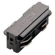 Eutrac longitudinal connector electrical black, rigid connector for high-voltage 3-phase surface-mounted track system.