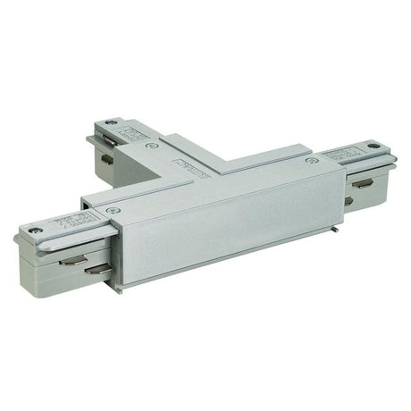 Eutrac T-Verbinder Erde rechts Silbergrau für Hochvolt 3Phasen-Aufbauschienen-System