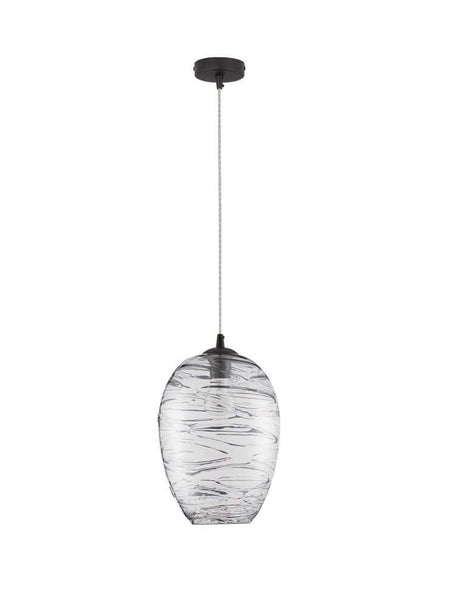 Evleen Pendelleuchte Ø 23cm Schwarz, Grau - elegante Hängelampe mit modernem Glasschirm