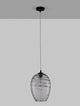 Evleen Pendelleuchte Ø 23cm Schwarz, Grau an der Decke montiert, elegantes Design mit modernem Lampenschirm.