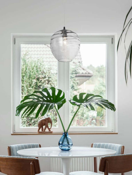 Evleen Pendelleuchte Ø 25cm Schwarz, Grau, elegante Glas-Pendelleuchte über dem Esstisch
