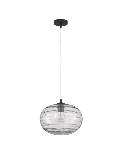 Evleen Pendelleuchte Ø 30cm Schwarz, Grau, moderne Glas-Pendellampe mit kugelförmigem Schirm