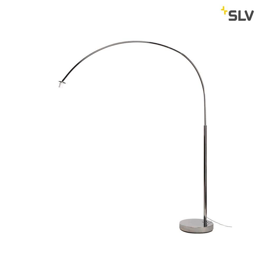 Fenda Bow Basis E27 Bogenlampe Chrom (ohne Schirm) in modernem Design mit chromfarbener Oberfläche.