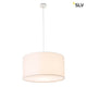 Fenda Leuchtenschirm Ø 70cm Weiß hängende Lampe aus weißem Textil mit schlanken Stahlpendel.