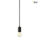 Fitu Pendelleuchte A60 Rund Schwarz 5m Kabel mit offenem Kabelende und E27 Sockel, geeignet für LED-Lampen.
