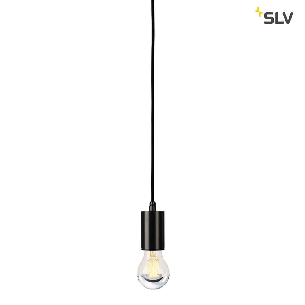 Fitu Pendelleuchte A60 Rund Schwarz 5m Kabel mit offenem Kabelende und E27 Sockel für LED- und Energiesparleuchtmittel.