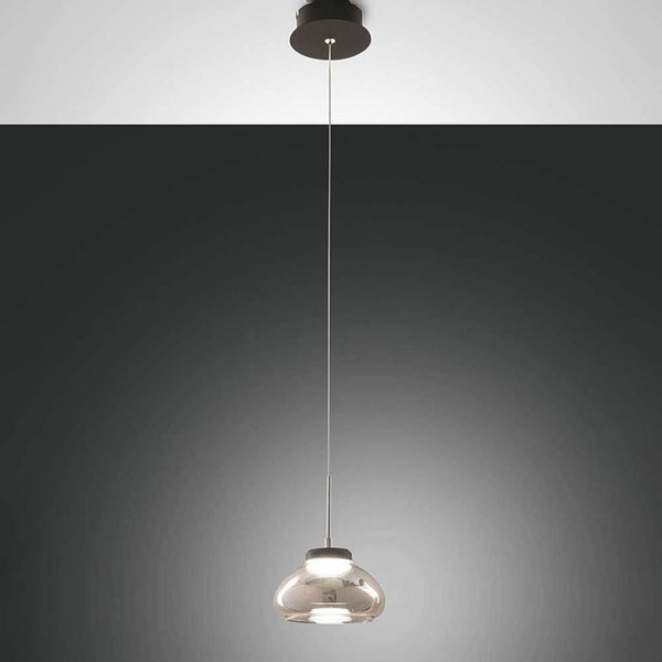 Arabella LED Pendellampe Metall 1-flammig grau, moderne Hängeleuchte mit klarem Glas