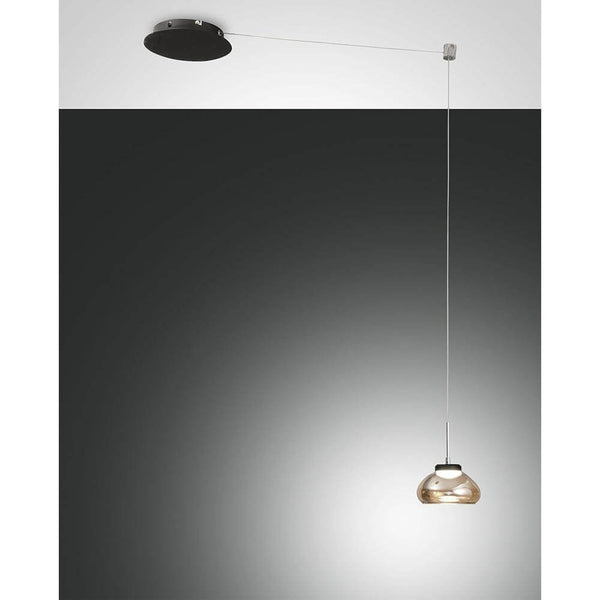 Arabella LED glass pendant lamp with flexible light cable and distinctive blown glass.