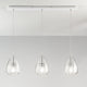 Britton Pendelleuchte 3-Flammig mit stylishen Glas-Teilen und verchromtem Gitter-Inlay für modernes Lichtdesign.