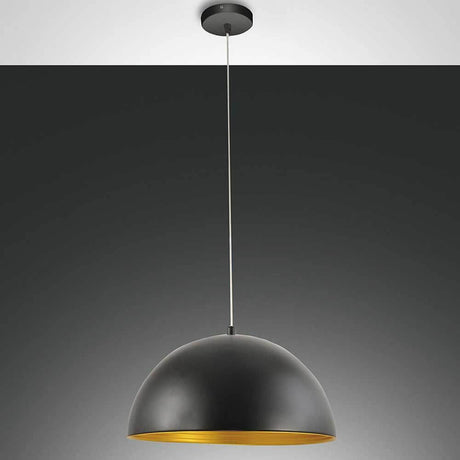 Dingle Pendellampe Ø 40cm in schwarzem Design mit goldenem Innenrand, ideal für moderne Innenräume.