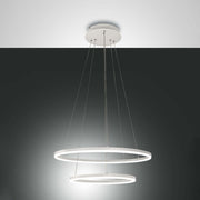 Giotto LED Pendelleuchte Ø 60cm, weiß, 2-flammig, moderne ringförmige Deckenleuchte von Fabas Luce