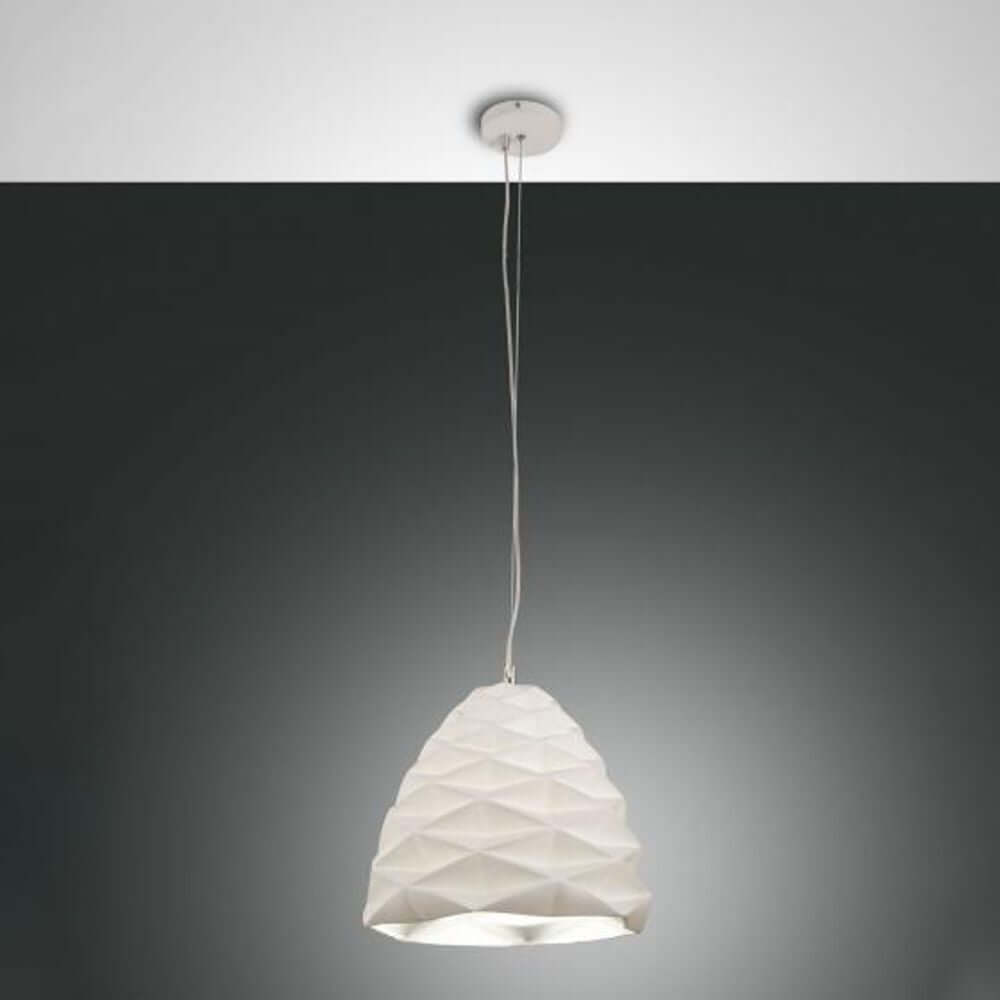 Hängeleuchte Duchessa Weiß aus Glas, modernes Design für Wohnzimmer und Esszimmer.