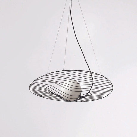 Homa Hängelampe Ø 70cm Schwarz, moderne Draht-Pendelleuchte mit Opalglas, elegantes Design