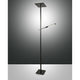 Moderne 2-flammige LED Stehleuchte in Schwarz, ideal für stilvolle Beleuchtung im Wohnzimmer.