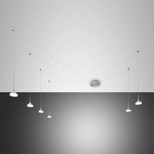 Isabella LED pendant light with multiple hanging lampshades in modern design.
