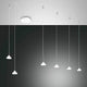 Isabella LED Pendelleuchte mit sechs hängenden Lampenschirmen in modernem Design.