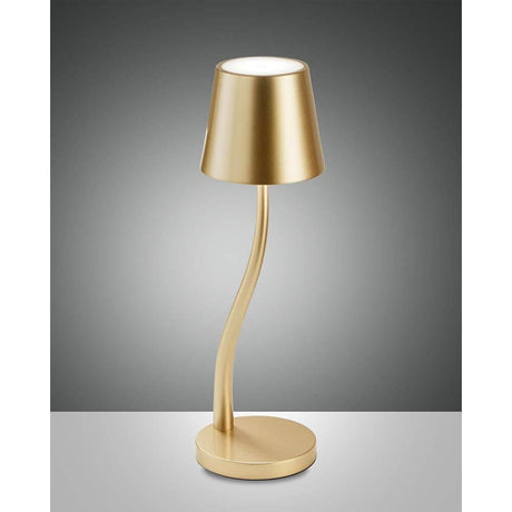 Judy LED Akku-Tischlampe mit Touch-Dimmer IP54 in elegantem Gold, dimmbar und kippsicher
