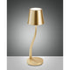 Judy LED Akku-Tischlampe mit Touch-Dimmer IP54 in elegantem Gold, dimmbar und kippsicher
