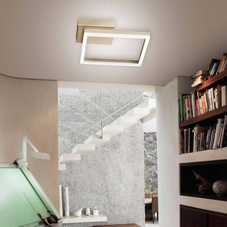 LED Deckenlampe Bard 1980lm Gold-Edelmatt in modernem Innenraum mit hellen Lichtakzenten.