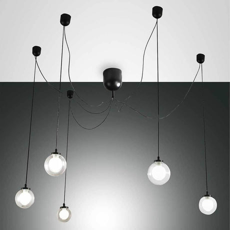 LED Pendellampe Blog aus Metall mit mehreren hängenden Kugelleuchten in modernem Design
