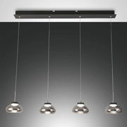 LED Pendelleuchte Arabella 4-flammig in modernem Design mit klaren Lampenschirmen und eleganter Aufhängung.