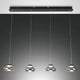 LED Pendelleuchte Arabella 4-flammig in modernem Design mit klaren Lampenschirmen und eleganter Aufhängung.