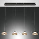 LED Pendelleuchte Arabella 4-flammig mit eleganten hängenden Glaskörpern für stilvolle Raumbeleuchtung.