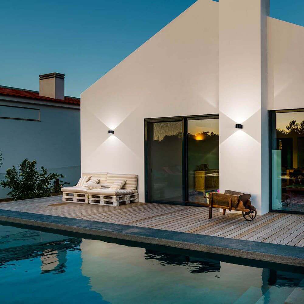 Lampada a parete a led lao ip65 nero