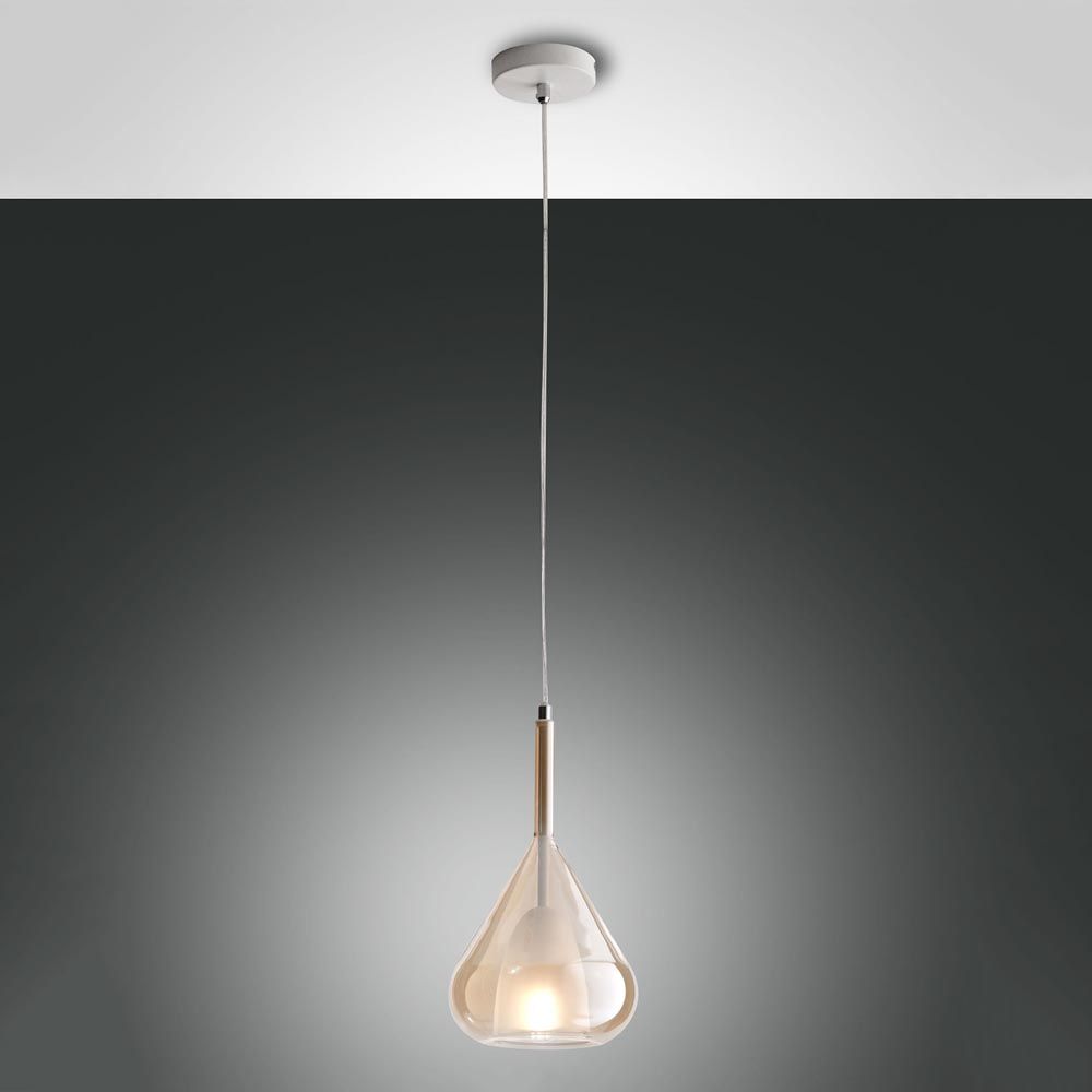 Lila ausgefallene Glas-Hängeleuchte in Amber, ideal für stimmungsvolles Licht im Zuhause.